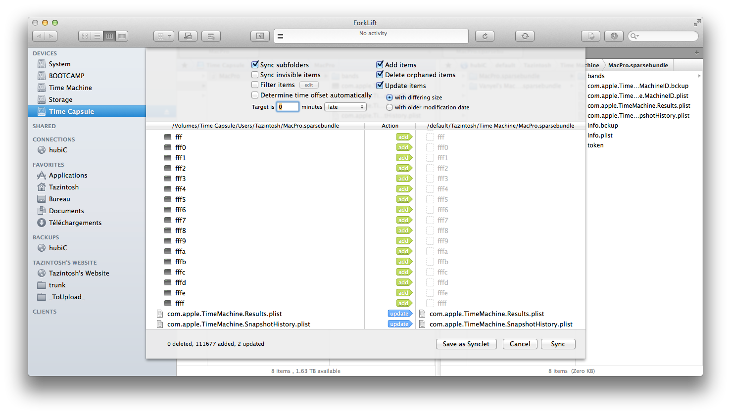 ForkLift Sync Time Machine
