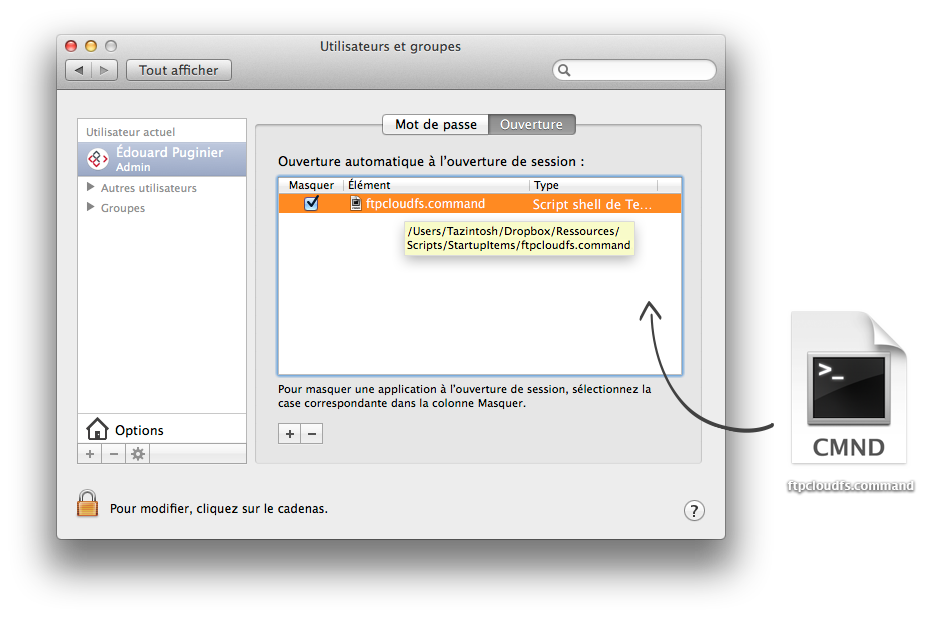 ftp-cloudfs as StartupItem