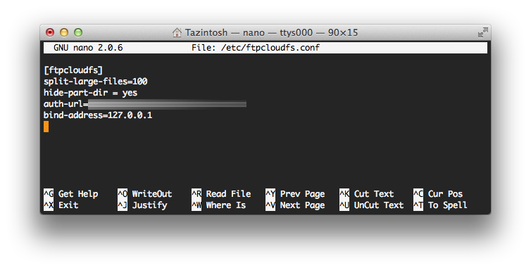 ftp-cloudfs Config file